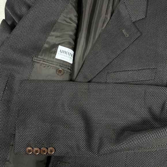 Armani Collezioni Mens 44L Wool Silk Micro Weave Blazer Sport Coat Italy‎